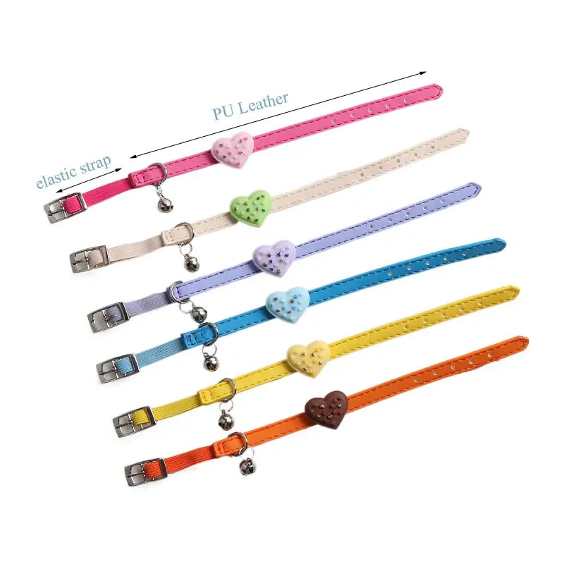 Cute Pet Cat Collar Elastic Strap Safety with Bell
