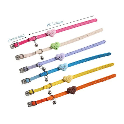Cute Pet Cat Collar Elastic Strap Safety with Bell
