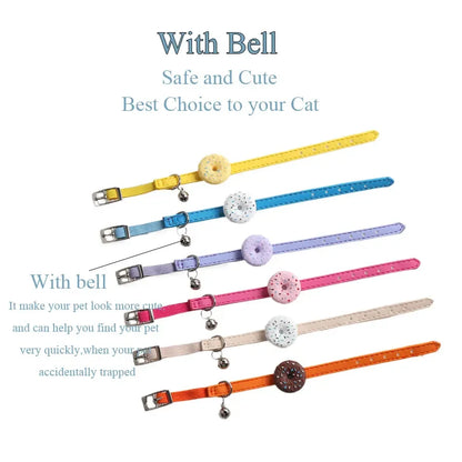 Cute Pet Cat Collar Elastic Strap Safety with Bell