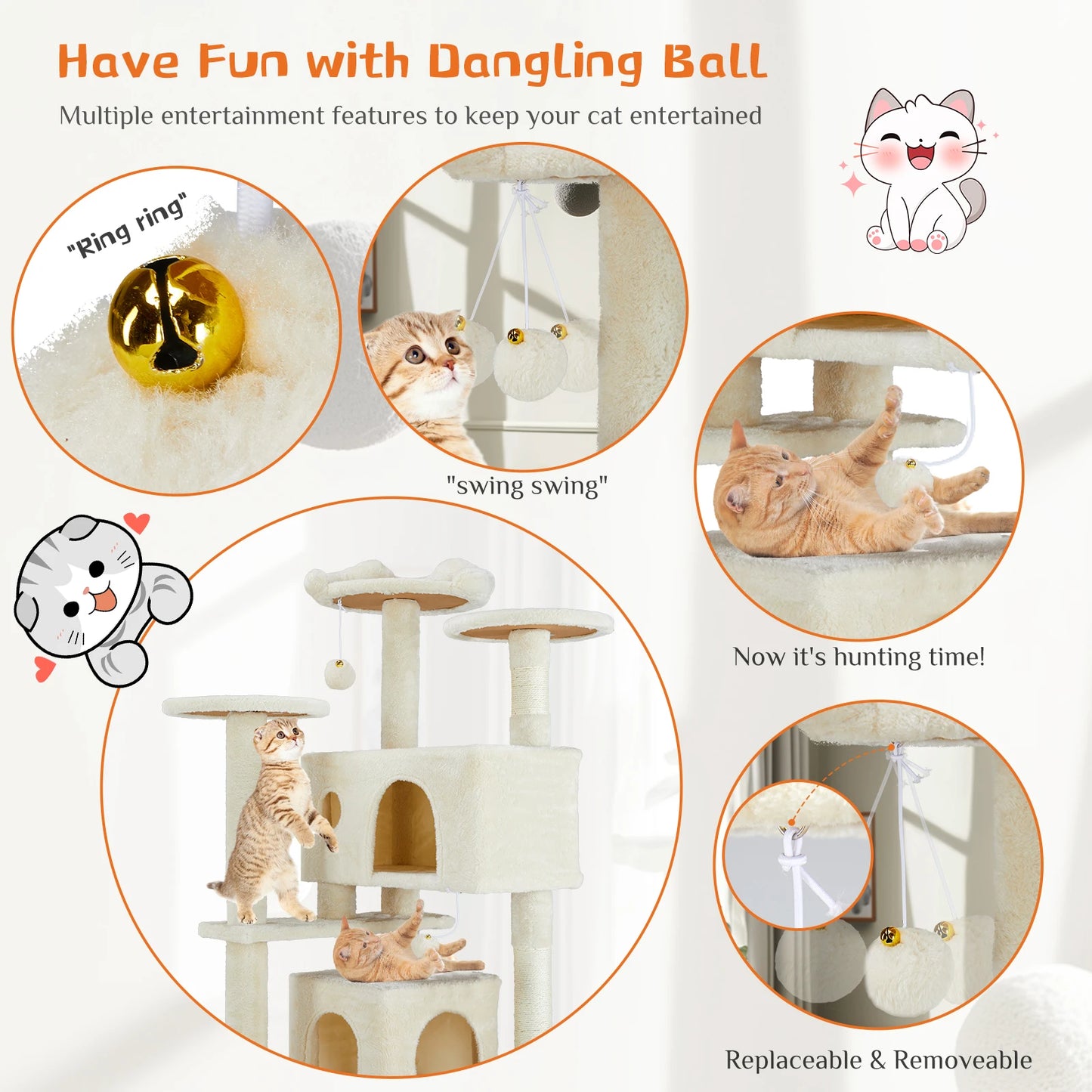 54in Tall Multi-Level Cat Tree Tower