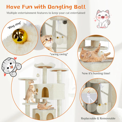 54in Tall Multi-Level Cat Tree Tower