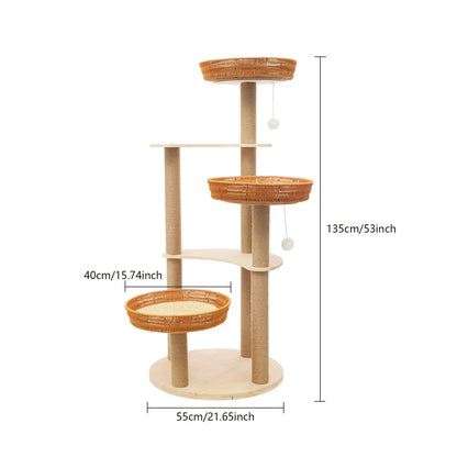 Sturdy Oak Cat Tree for Cats