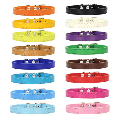 Colorful Leather Puppy Cat Collar
