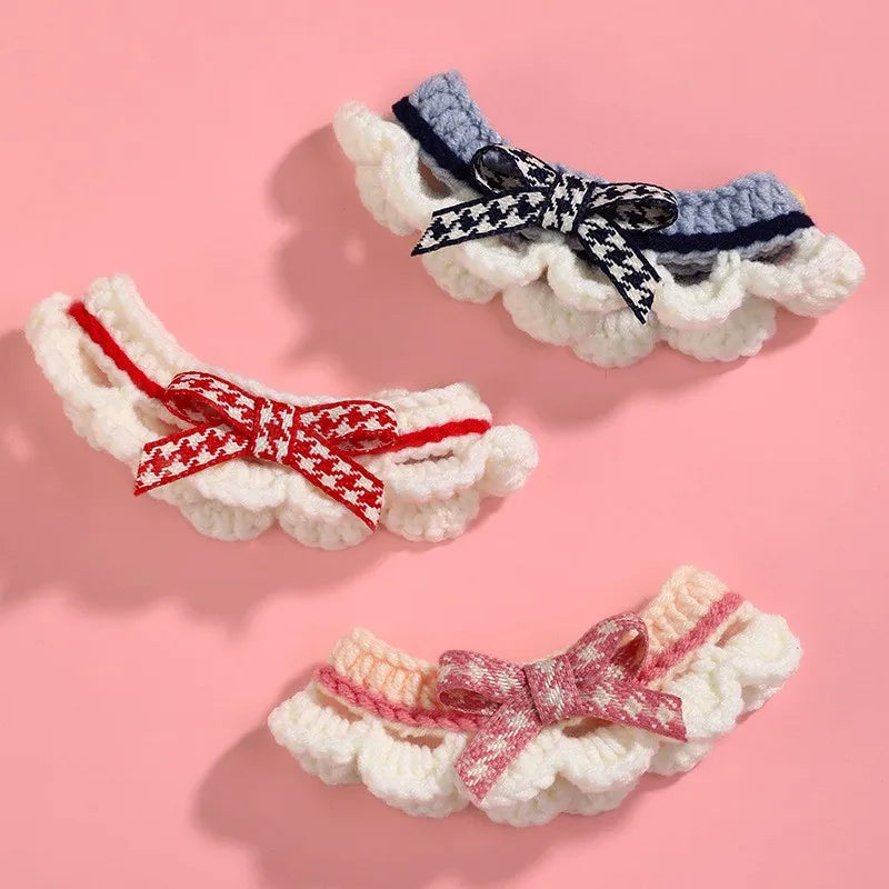 Cute Bow-knot Hand-knitted Saliva Towel