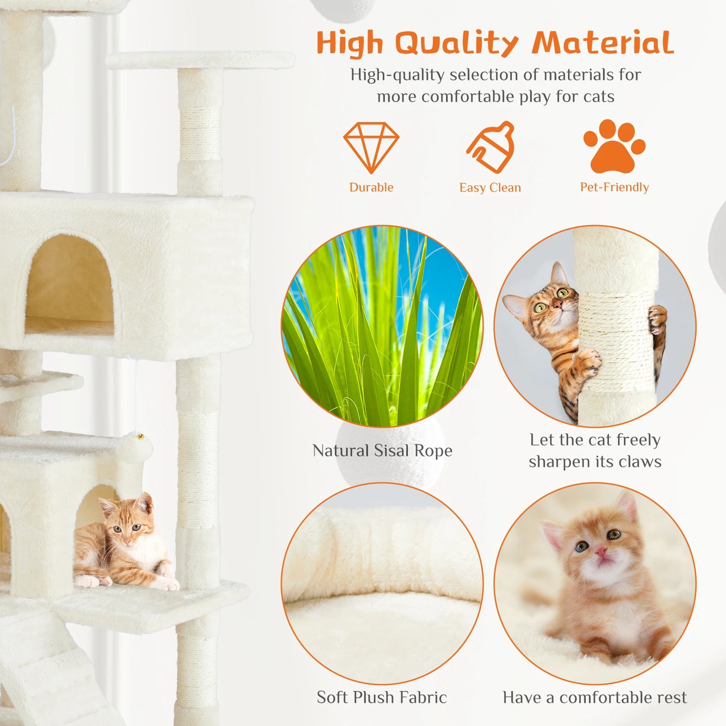 54in Tall Multi-Level Cat Tree Tower